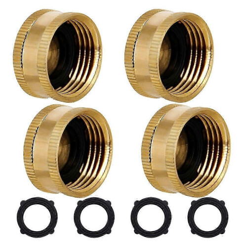 3/4 inch messing tuinslangdop met ringen, 4 stuks