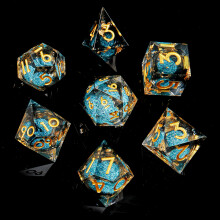 Fugacity dnd trningar set flytande krna handgjorda skarpa kant 7 stycken harts trning-fngelsehlor och drakar polyhedrala trningar set d & d