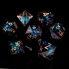 Fugacity dnd trningar set flytande krna handgjorda skarpa kant 7 stycken harts trning-fngelsehlor och drakar polyhedrala trningar set d & d