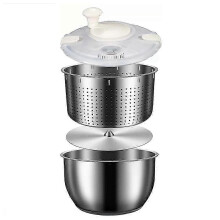 Centrifugadora de ensaladas de 6 l, de acero inoxidable, para lavar verduras grandes con tapa de polipropileno,