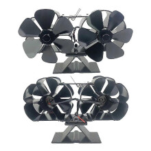 Ventilador de estufa de leña con motor silencioso doble alimentado por calor, 6 aspas, ventilador de