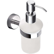 Distributore di sapone liquido e supporto, vetro satinato, montaggio a parete, finitura in acciaio inossidabile