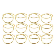 Paquete de 12 servilleteros de diseño sencillo dorados, ideales para bodas, Acción de Gracias, fiestas