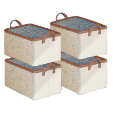 Organizador de ropa para armario, caja de almacenamiento de tela, cesta de almacenamiento apilable,