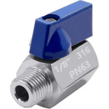 Geschikt voor 1/8" mini-kogelkraan, 316 Less Steel Fe X Npt-draadafsluiter (verpakking van 1) -