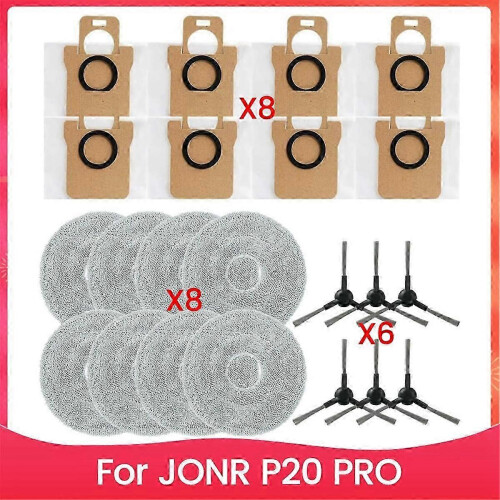 Replacement Accessory Kit compatible JONR P20 PRO Robot Vacuum Cleaner Dust Bags Side Brushes Mop Cloth