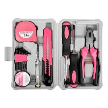Set di attrezzi fai da te per la casa rosa, adatto alle donne. Piccolo kit di attrezzi di base per la