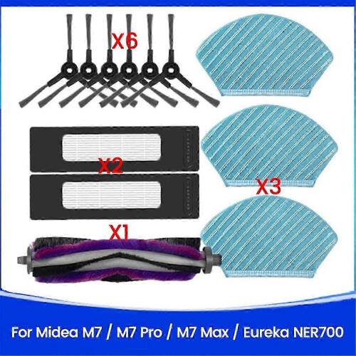 12PCS Main Side Brush Hepa Filter Mop Cloth suitable for M7 / M7 Pro/ NER700 Robot Vacuum Replacement