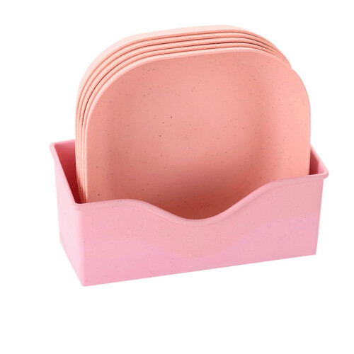 Fruit Plate Tray Multipurpose Salad Dish Eco Friendly Kitchen Dinner Plate for Household(Pink 5 Deep