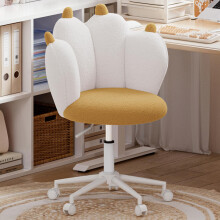 (Yellow) Velvet Cat Paw Desk Chair, Height Adjustable Cute Swivel Vanity Chair with Upholstered for Home Office Bedroom Kids
