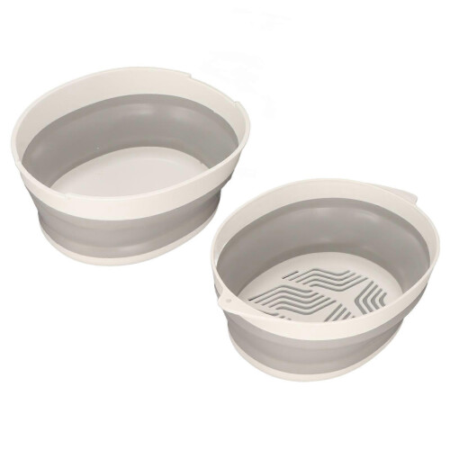 Double Layer Drain Basket Separate Design Foldable Portable Fruit Vegetable Storage Basket for Kitchen