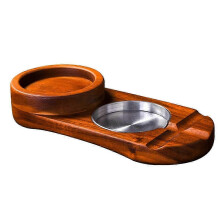 Houten asbakset - wijnglas en houten asbak, verwijderbare buitenasbak, ideaal cadeau voor de feestdagen