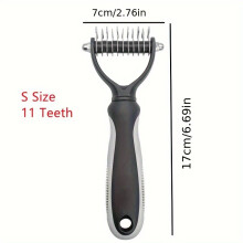 (Gray, S) Double Sided Pet Fur Knot Cutter Dog Grooming Shedding Tools Comb Brush For Dog Cat Hair Removal