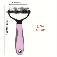 (pink, L) Double Sided Pet Fur Knot Cutter Dog Grooming Shedding Tools Comb Brush For Dog Cat Hair Removal