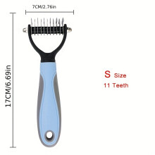 (Blue, S) Double Sided Pet Fur Knot Cutter Dog Grooming Shedding Tools Comb Brush For Dog Cat Hair Removal