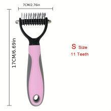 (pink, S) Double Sided Pet Fur Knot Cutter Dog Grooming Shedding Tools Comb Brush For Dog Cat Hair Removal
