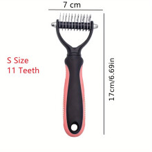 (Red, S) Double Sided Pet Fur Knot Cutter Dog Grooming Shedding Tools Comb Brush For Dog Cat Hair Removal