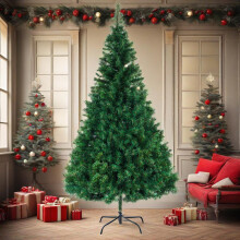 (1100 PVC Branch Green) 7FT Christmas Tree, Artificial Christmas Tree With Metal Stand- Tree 210cm Xmas Tree Christmas Decoration