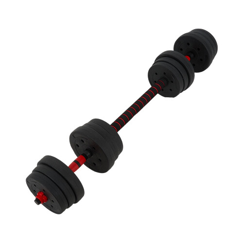 Living And Home Adjustable 2-in-1 Dumbbell & Barbell Set with Connecting Rod and Locking Collars 2