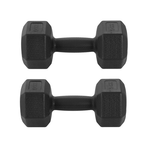 Living And Home Pair of 3kg Hex Dumbbells with Non-slip Grip 2