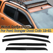 Lot de 4 déflecteurs d'air teintés pour vitres de voiture, pour Ford Ranger Dual Cab 2012-2021, abris,