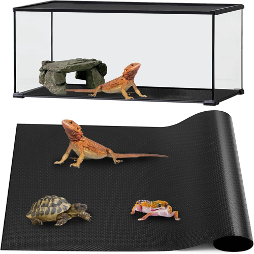 Tapete para répteis para lagartixa leopardo 18x72 polegadas preto