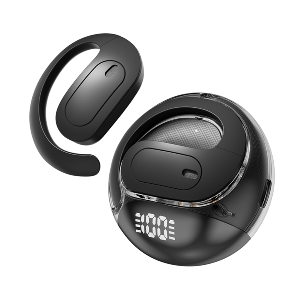 Wireless Earbuds With Earhooks Built-In Mic Earphones Black 4712759690970
