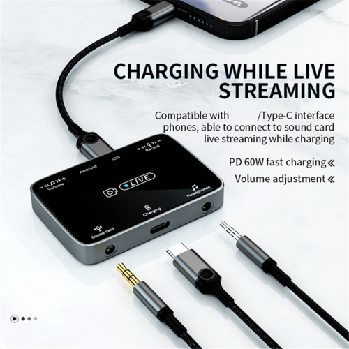 Adaptateur de carte son 2 en 1 pour diffusion en direct 2