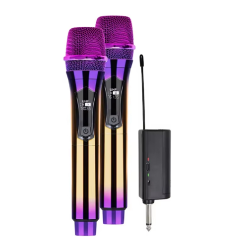 Dual Channel Karaoke Streaming Wireless MIC Handheld Microphone B