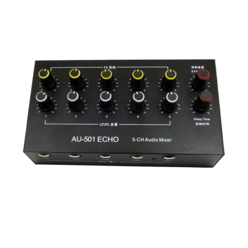 AU-501 Expansor de Microfone de 5 Canais Mixer de Microfone de 5 Canais de 6,5 mm 1