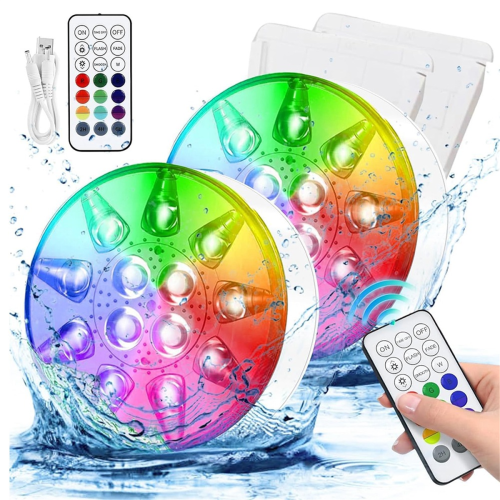 Rechargeable Submersible LED Pool Lights with Remote,Waterproof 1