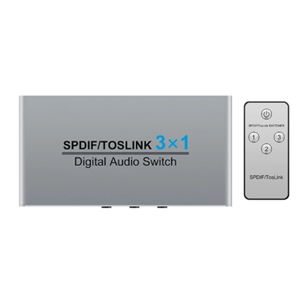 Photos - Cable (video, audio, USB) Markenlos 3-Port Toslink Switching Digital Optical Audio Switcher EU Plug 