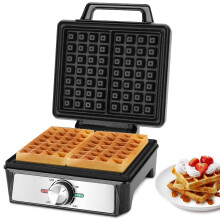 Waffle Iron for 2 Belgian Waffles, 1600W, NonStick, Adjustable Temp, LED