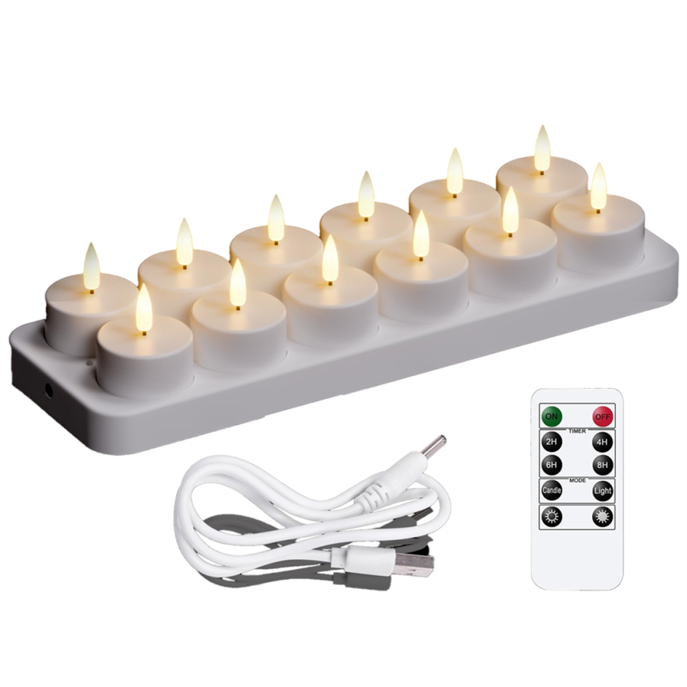 Bougies chauffe-plat rechargeables, 12 pièces
