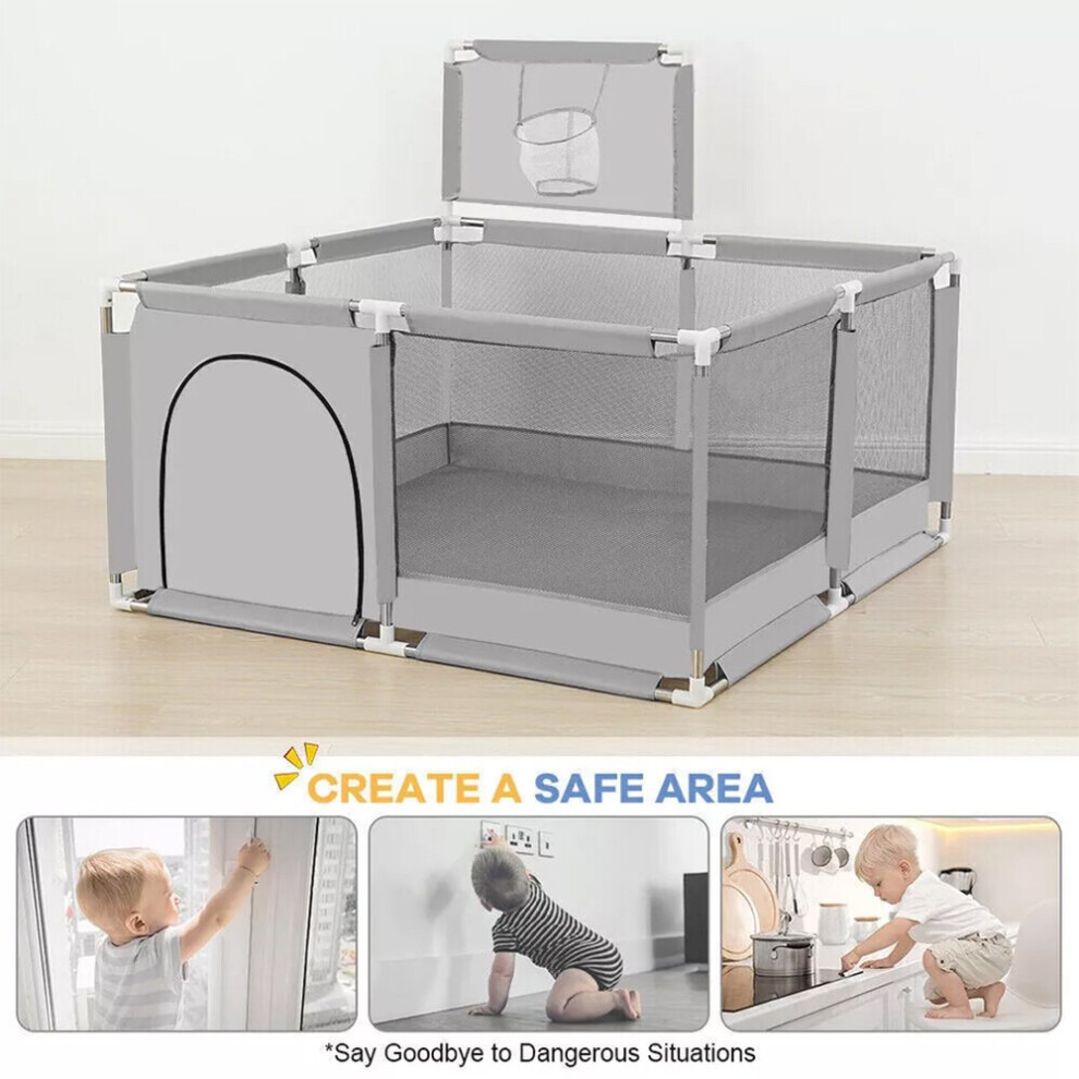 Playpen Portable Child Safety Yard Activity Center With Basketball Hoop Uk Baby
