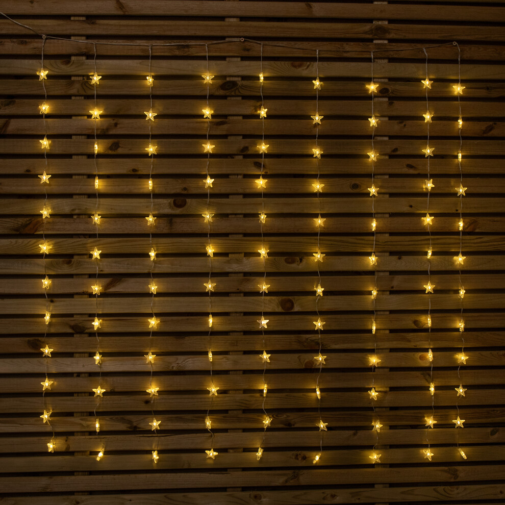 Premier 1.2 X 1.2M Light Up Christmas Star Curtain Lights With 108 Warm White Leds