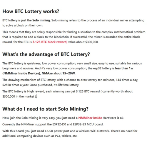 Bitcoin NMMiner Solo Loterij NerdMiner V2 Hashrate 1