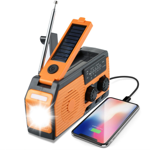 5000mAh nødradio med solcelleanlæg og USB-opladning, håndsvingdynamo