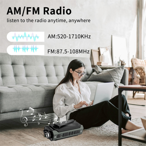 Bærbar solcelleradio, nødradio med håndsving, dynamo AM/FM-radio 2