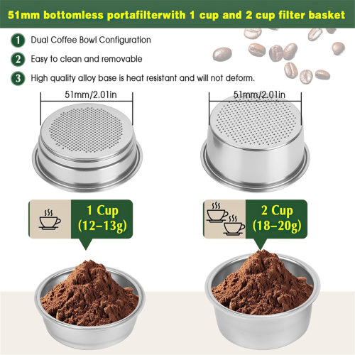Siebträger 51 mm für Dedica EC680/EC685 Kaffeemaschine 2
