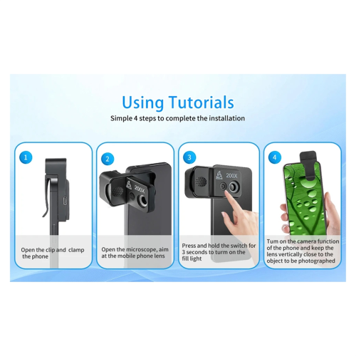 200X Phone Microscope Lens,LED/UV Lights & CPL Filter 2
