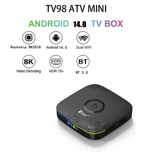 TV98 Mini Smart TV Box Android 14 ATV 2.4/5G Wifi6 Lettore multimediale 1