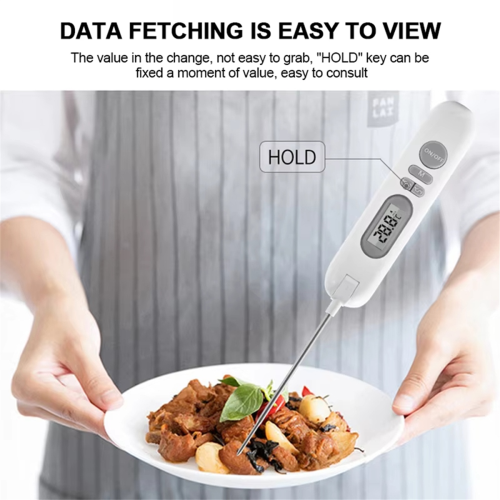 Digital Thermometer with Stainless Steel Probe, LCD Display for BBQ 2