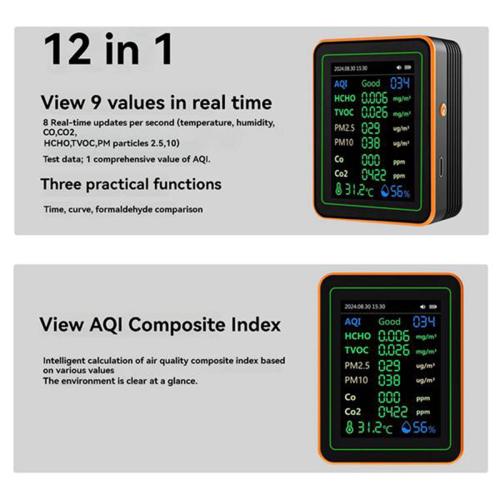 Air Quality Detector 12 in 1 Air Quality Tester White 2