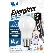 Energizer Smart B22 (BC) GLS 8.5W Colour Changing Bulb 806lm Box of 1