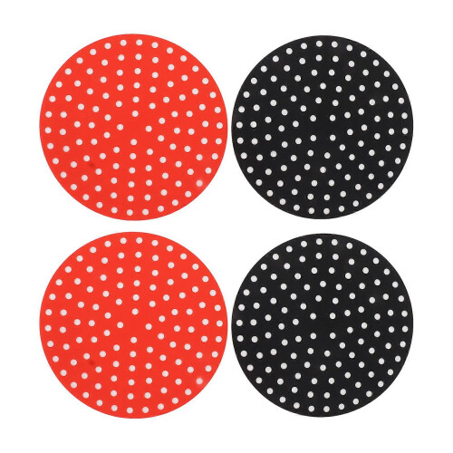 4 pezzi Tappetino rotondo per friggitrice ad aria, resistente alle alte temperature, antiolio, riutilizzabile,