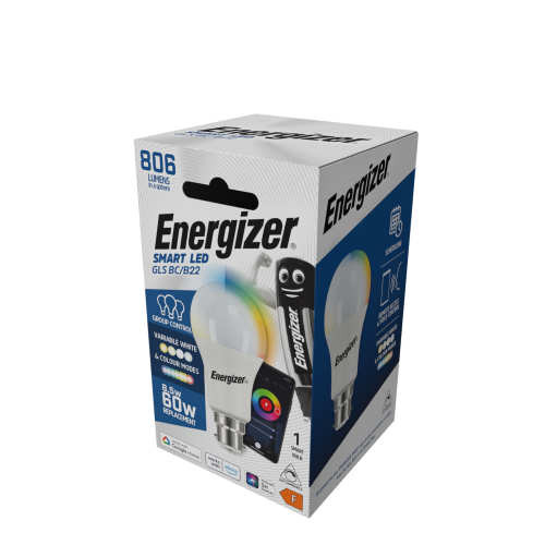 Energizer Energizer Smart B22 (BC) GLS 8.5W Colour Changing Bulb 806lm Box of 1 1
