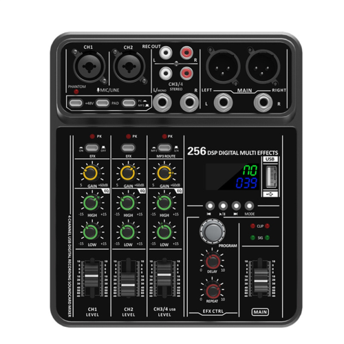 Μίκτης ήχου 4 καναλιών 48V Phantom Power USB Μίκτες ήχου στούντιο