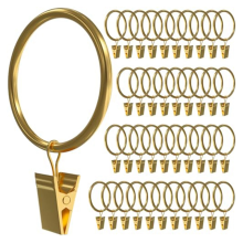 40 PCS Curtain Rings with Clips, Rings Hooks,Gold