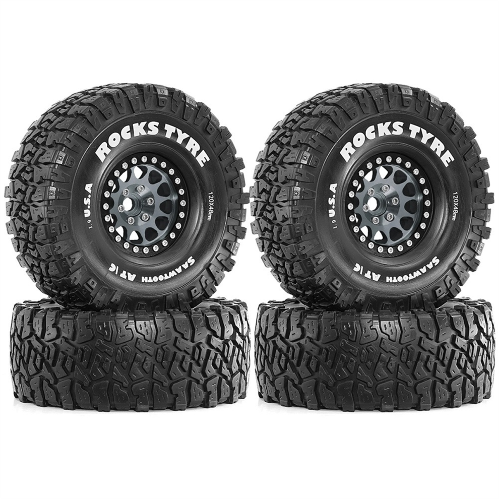 Photos - Parts for Drones & RC models Markenlos Beadlock Wheel Rim Rubber Tire Set for 1/10 RC Crawler Car Grey 